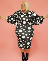 Flared Sleeve Wave Dot Dress