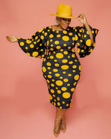 Flared Sleeve Wave Dot Dress