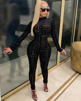 Mesh Long Sleeve Jumpsuit