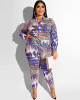 New Plus Size 2-Piece Zip-Up Set