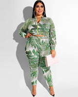 New Plus Size 2-Piece Zip-Up Set