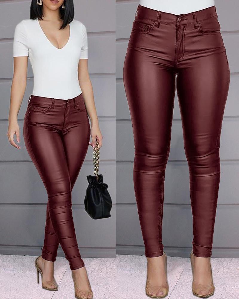 Black Leatherette Skinny Jeans