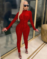 Mesh Long Sleeve Jumpsuit