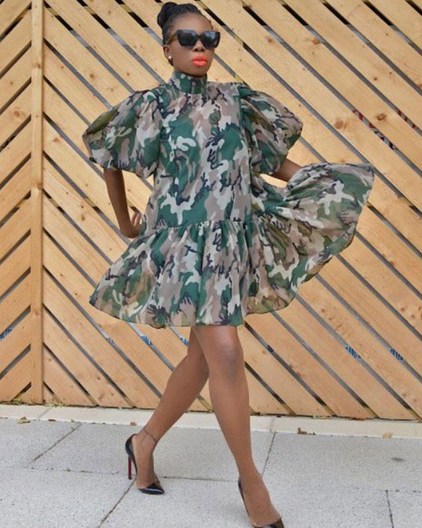 Calgary Sheer camo shift dress