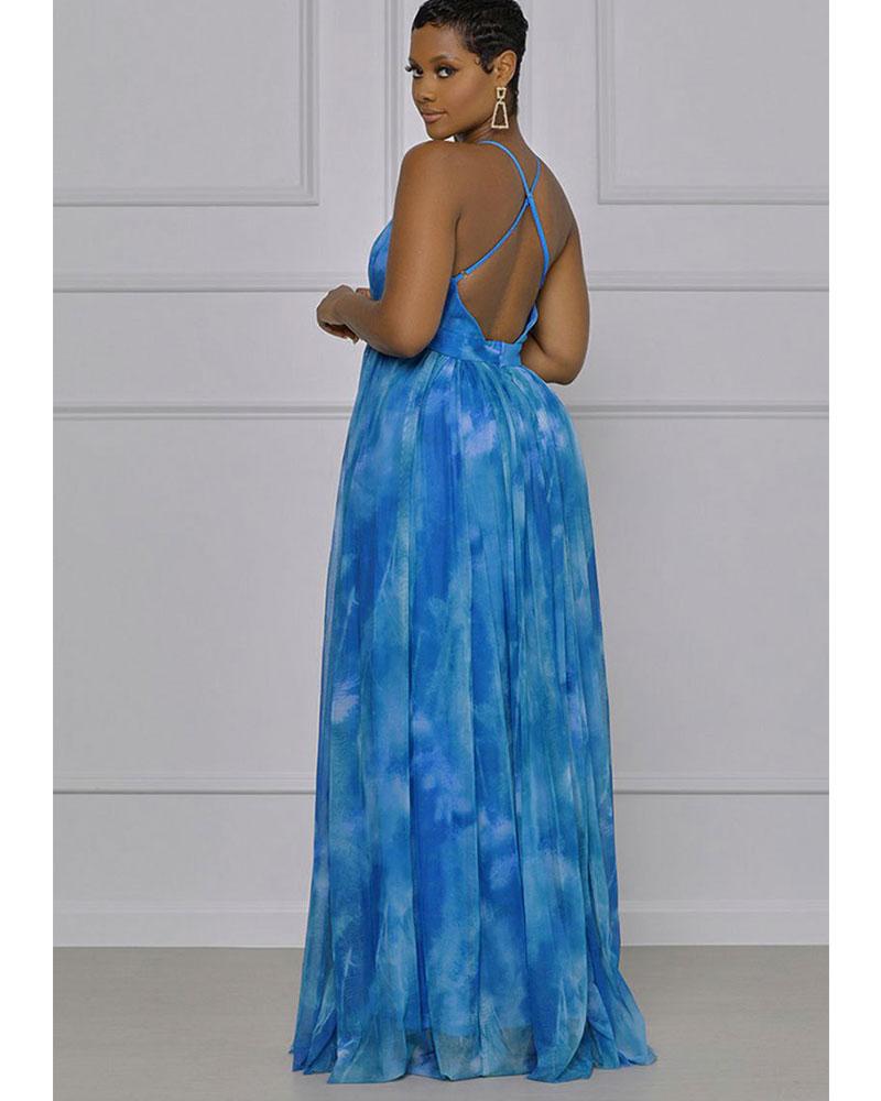 Ocean Blue Halter Maxi Dress