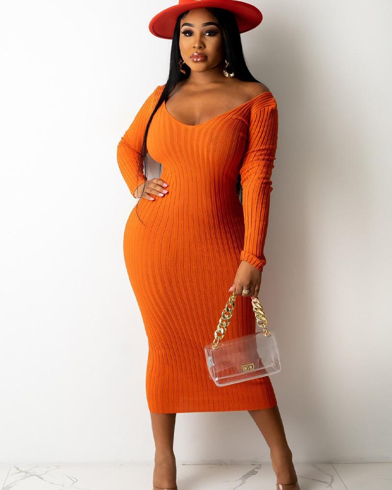 Long Sleeve Ribbed Dress