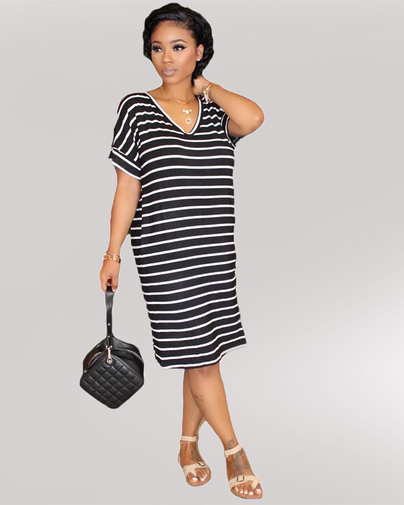 Sway With The Wind Striped Midi Dress