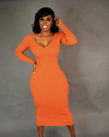 Long Sleeve Ribbed Dress