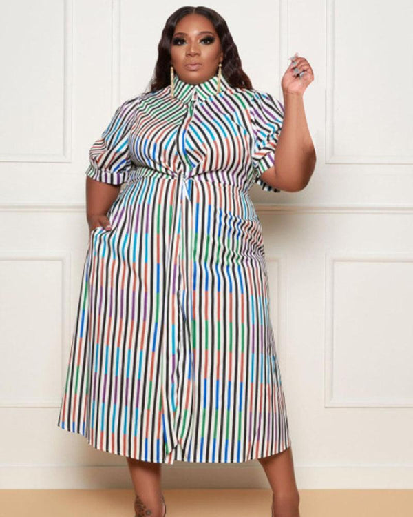 Striped shirt plus size dress