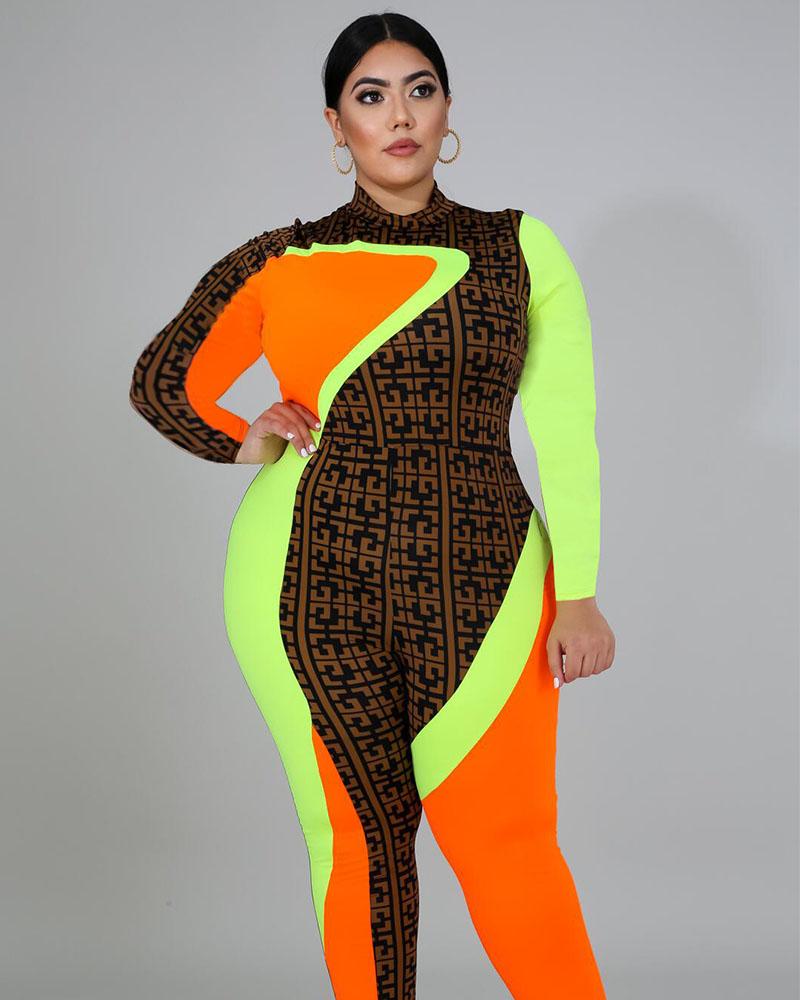 Hot selling stitching printed jumpsuit