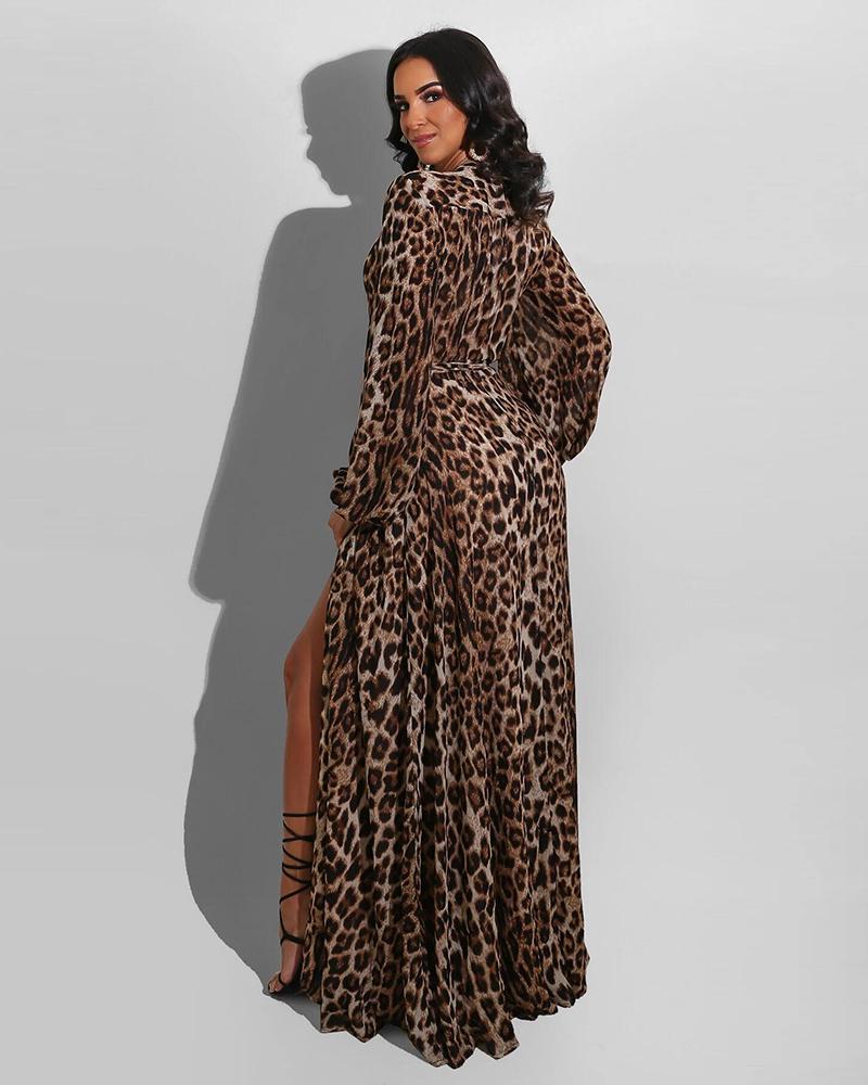 Hisolda Leopard Print Wrap Maxi Dress