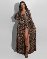 Hisolda Leopard Print Wrap Maxi Dress