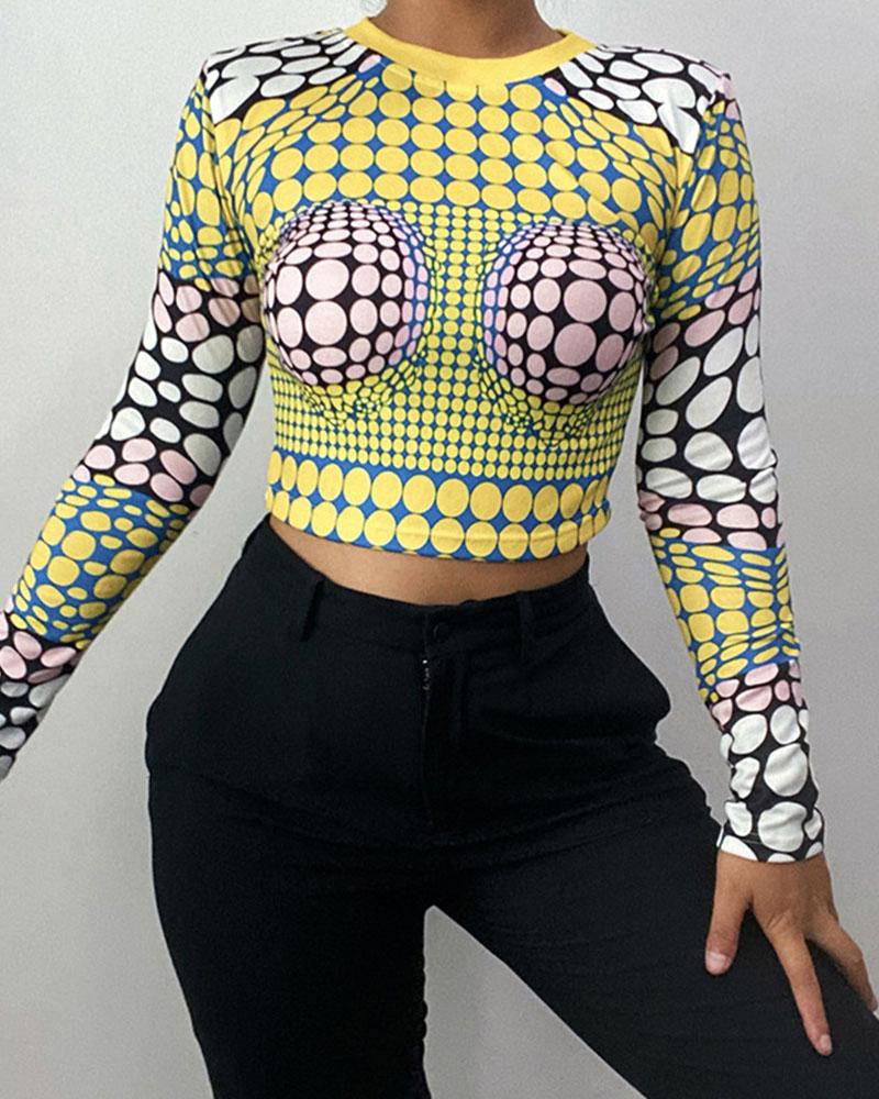 Polka-dot knit bottoming long-sleeved top