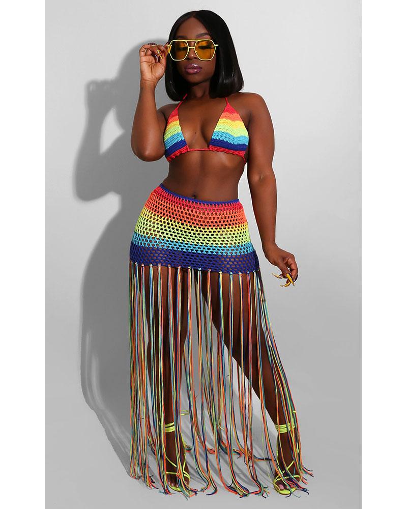 island girl fringe skirt set (multi)