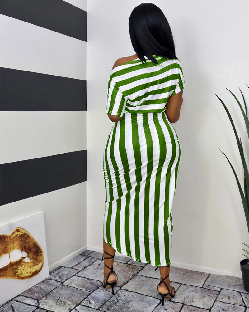 That Girl Off The Shoulder Striped Dress