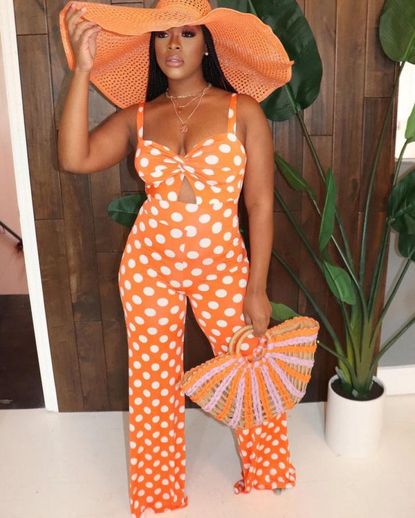 The hollywood Orange Polka Jumpsuit