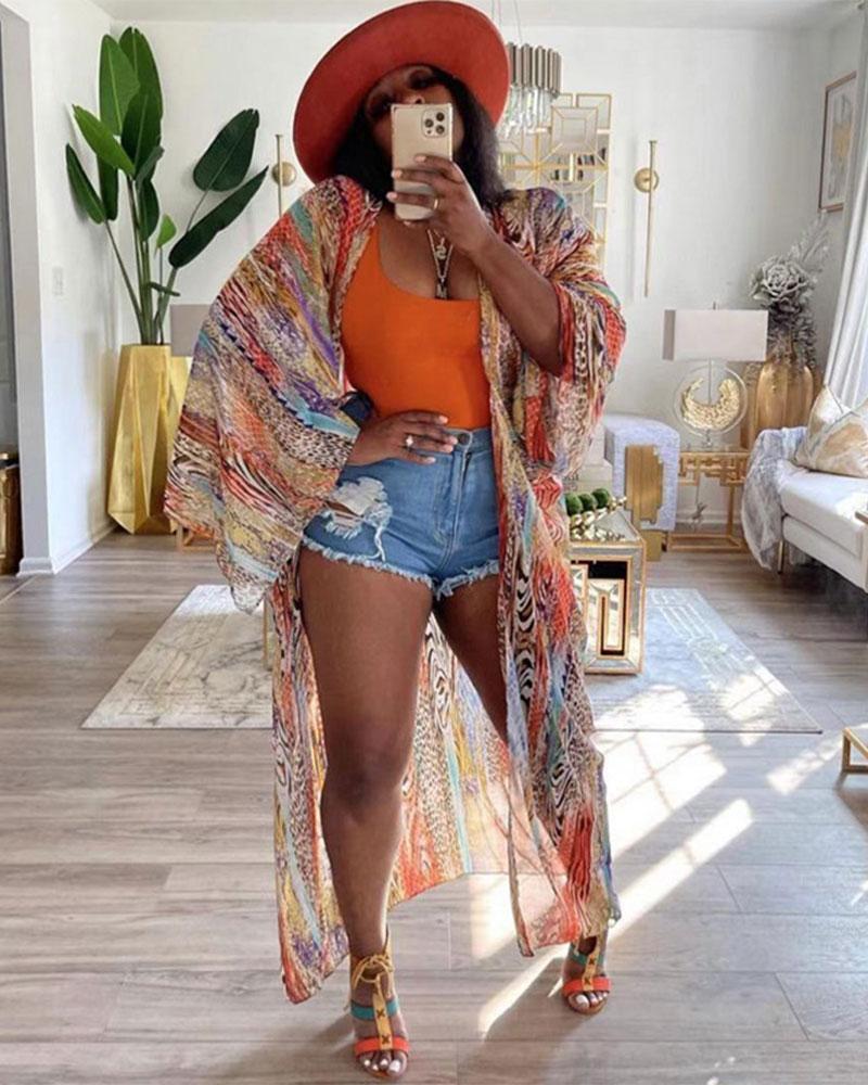 Mixed Animal Print Kimono