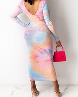 Light blue light pink zipper dress