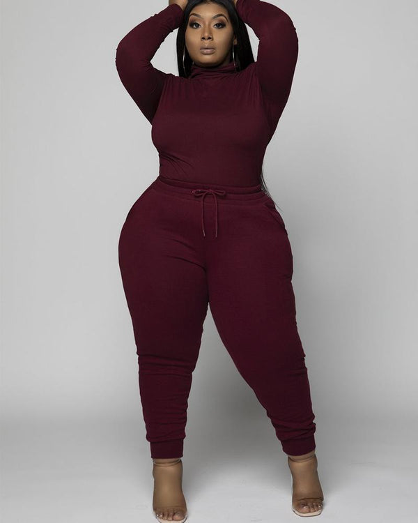 Basic Mock Neck Jogger Set