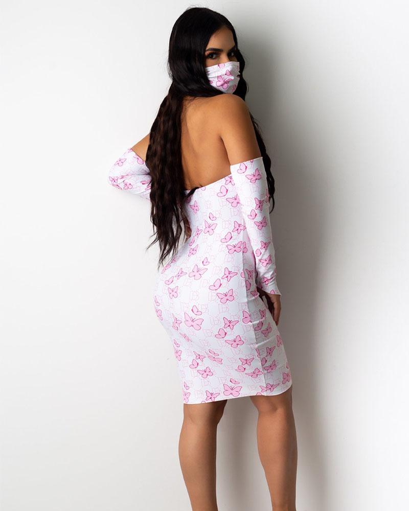 Pink butterfly print dress