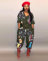 Hip-hop Prints Jumpsuits