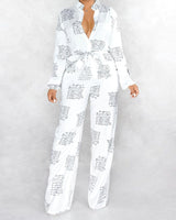 Letter print casual jumpsuit