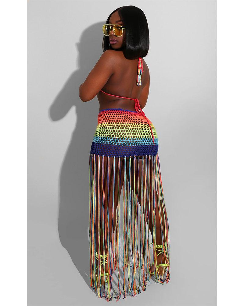 island girl fringe skirt set (multi)