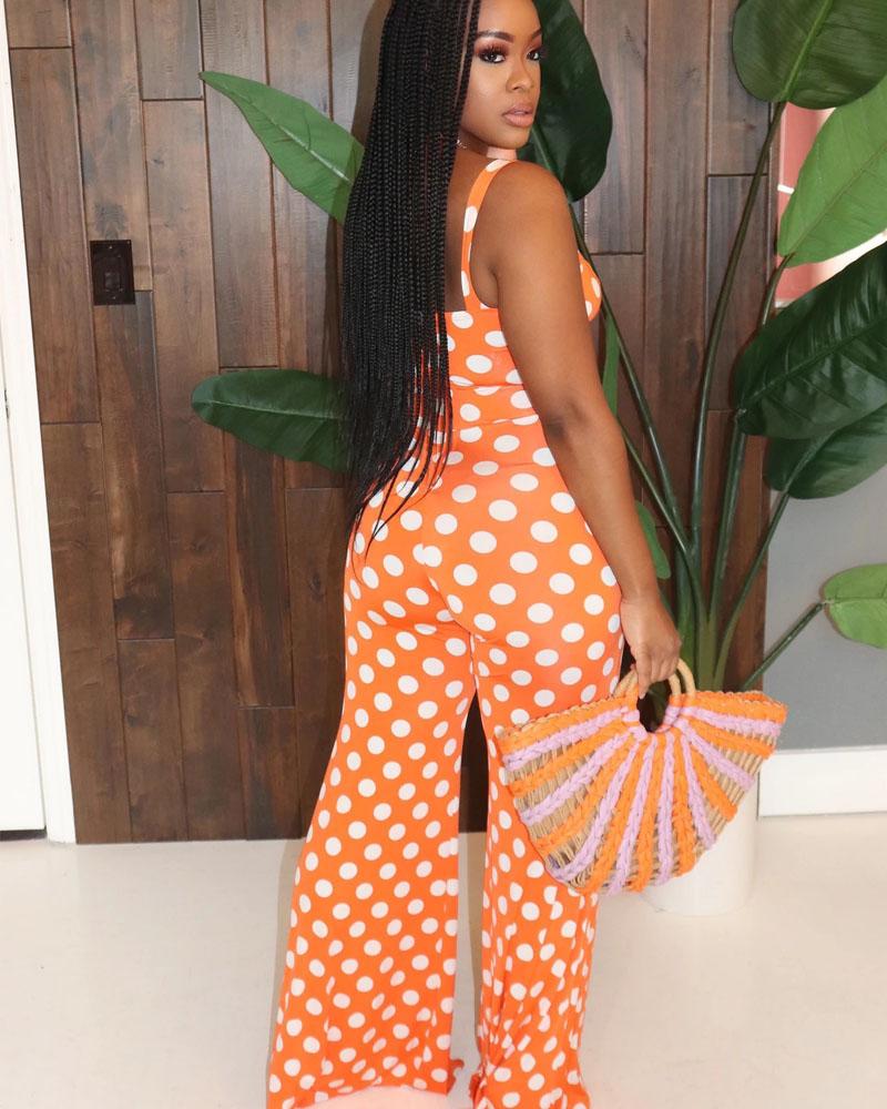 The hollywood Orange Polka Jumpsuit