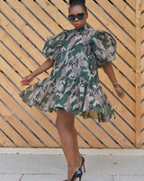 Calgary Sheer camo shift dress