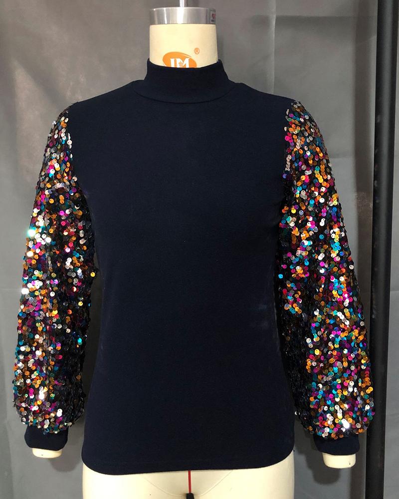 Sequin Sleeves Top