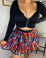 Letter print pleated skirt