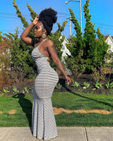 Black & White Stripe Maxi Dress