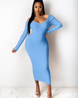 Long Sleeve Ribbed Dress