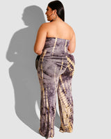 Plus Tie Dye Strapless Jumpsuit