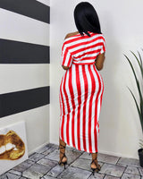 That Girl Off The Shoulder Striped Dress