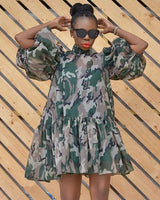 Calgary Sheer camo shift dress