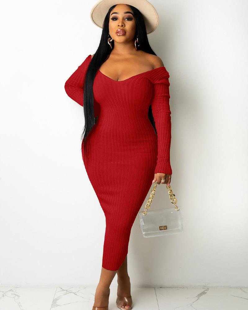 Long Sleeve Ribbed Dress