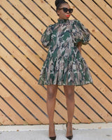 Calgary Sheer camo shift dress