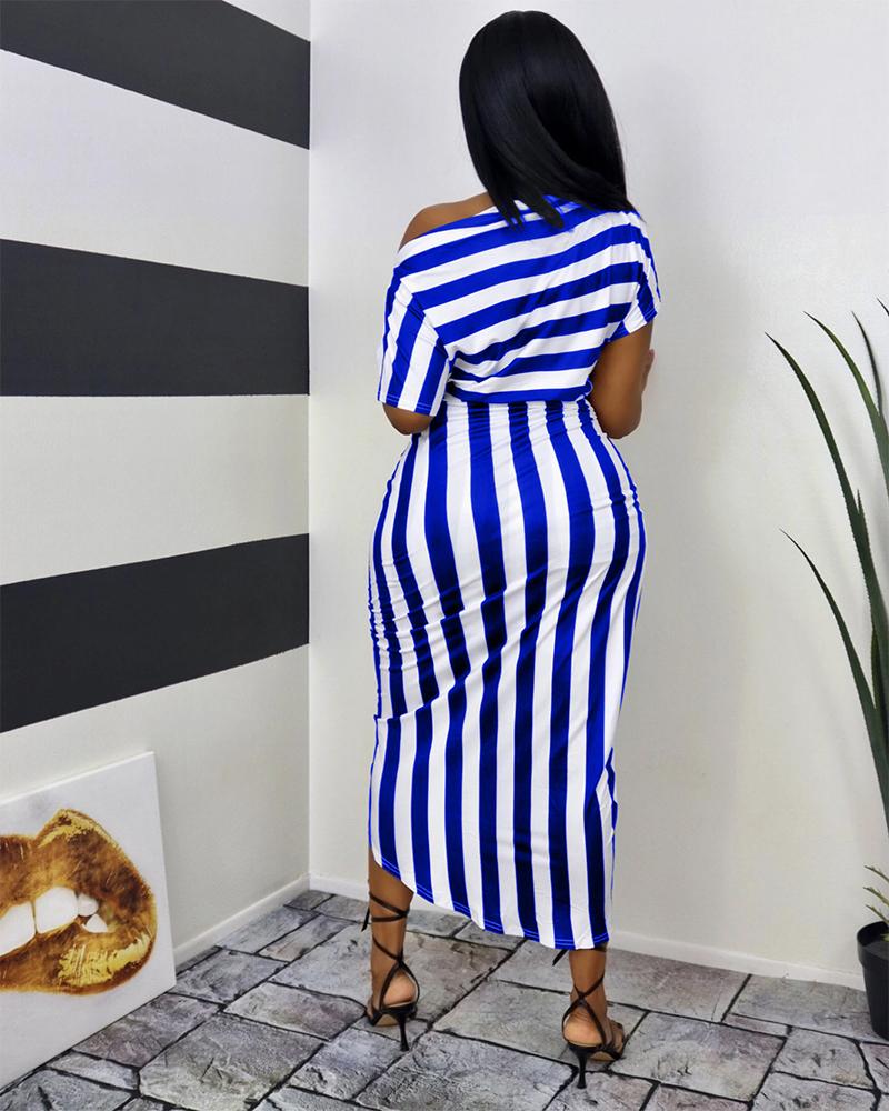 That Girl Off The Shoulder Striped Dress