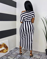 That Girl Off The Shoulder Striped Dress