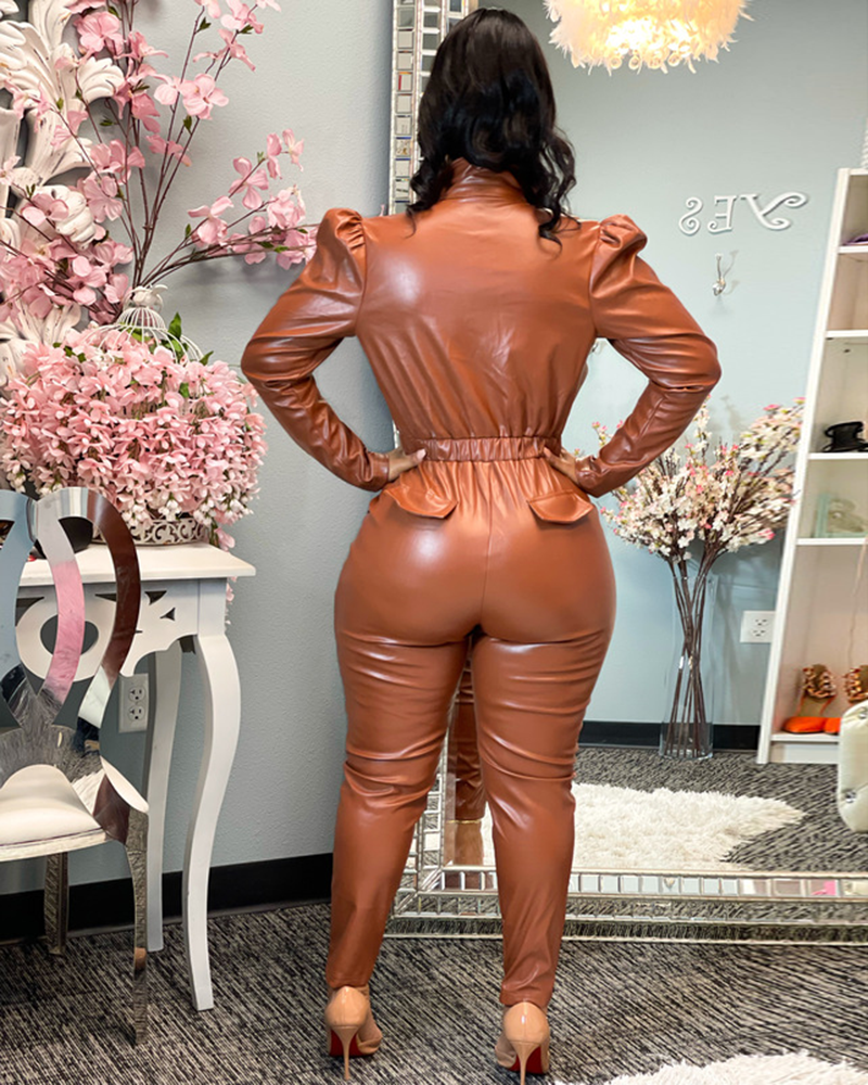 Amelia Leatherette Jumpsuit