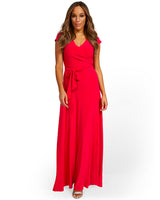 WRAP V-NECK MAXI DRESS