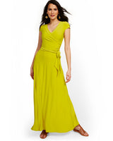 WRAP V-NECK MAXI DRESS